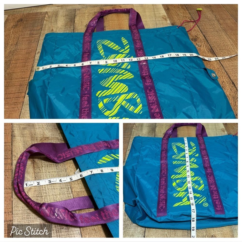 Zumba Join the Party Fast Dash Tote Bag Teal Purple Nylon Large Bag - Picture 3 of 13
